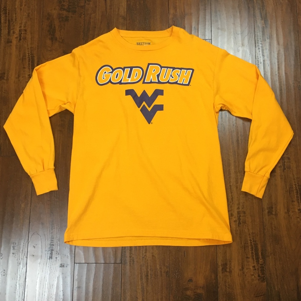 WEST VIRGINIA “Gold Rush” Long Sleeve Shirt Yellow Majestic Men’s Medium